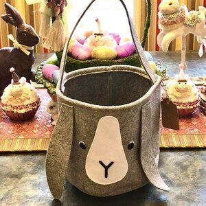 LITTLE CRAZY THINGS Kids Bunny Rabbit Easter Basket Bag NWT